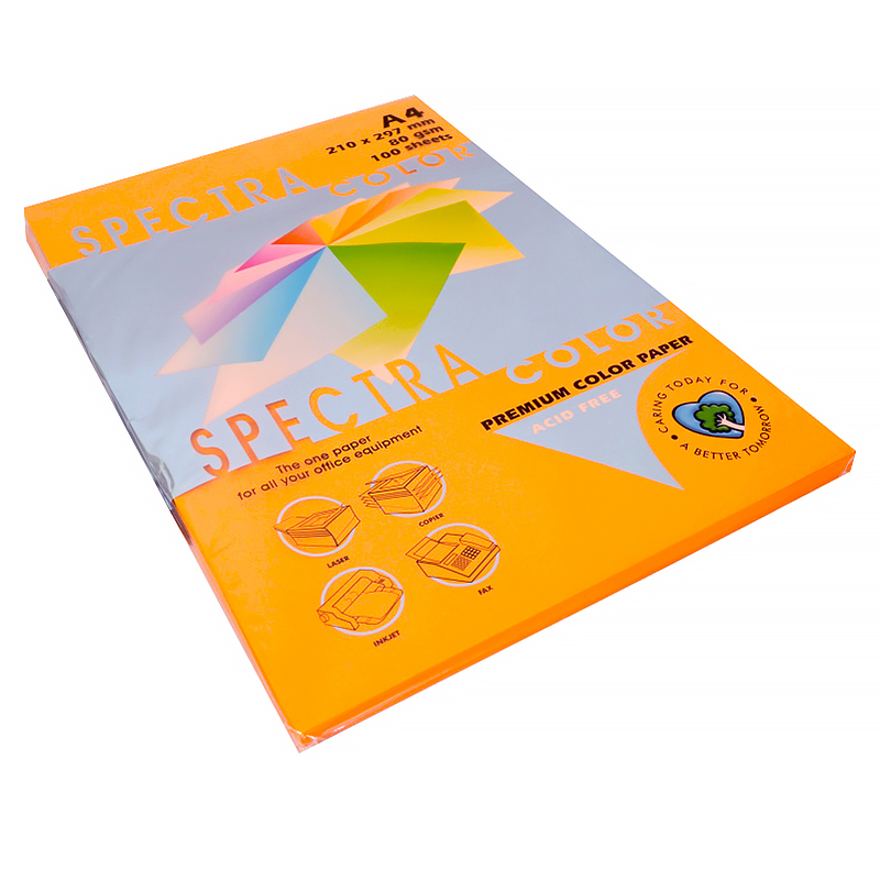 Бумага цветная  APP "SPECTRA Color", A4, оранжевый неон (CYBER ORANGE) — Абсолют