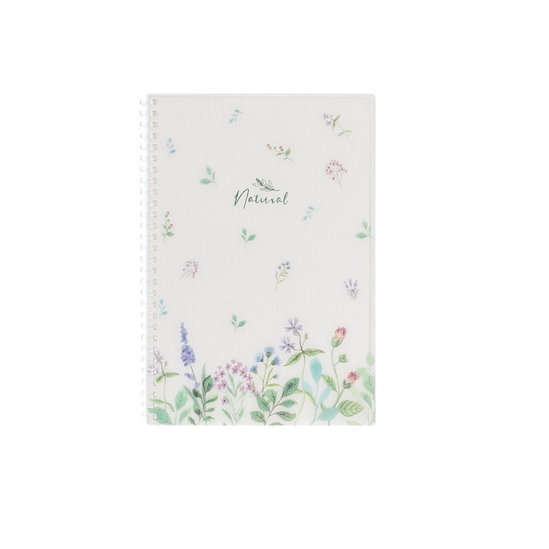 Тетрадь  B5  80л. кл. спир. Хатбер "Natural Flowers", облож. пластик с печатью