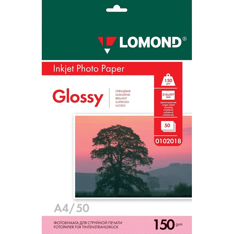 Бумага Lomond А4 1стор. глянц.150г. (50л.)/22