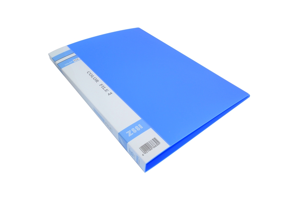Папка с боковым удлиненным зажимом "6201", с карманом, синяя — Абсолют