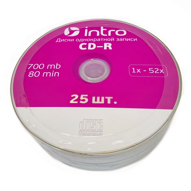 Диск CD-R "INTRO" Shrink 700Mb 52х,  25 шт — Абсолют