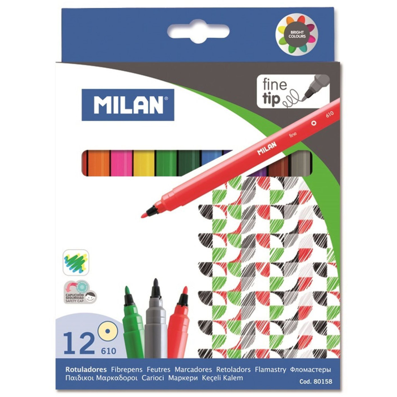 Фломастеры "Milan" 12 цветов — Абсолют