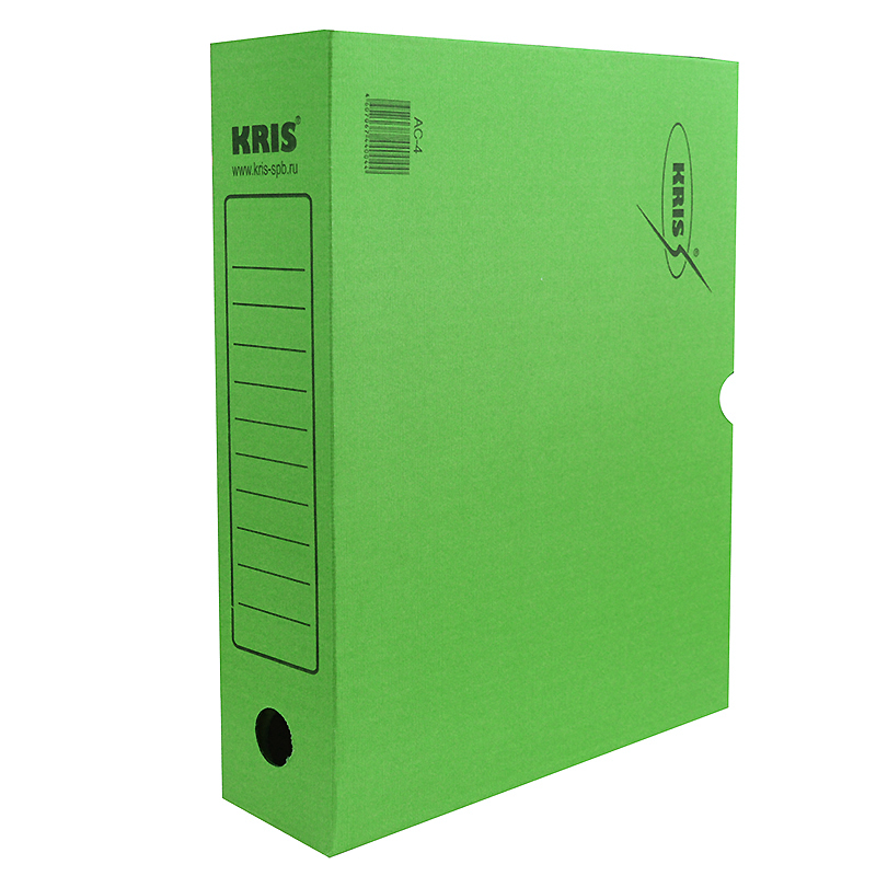 Короб архивный "KRIS", 75 мм, разборный, зеленый — Абсолют