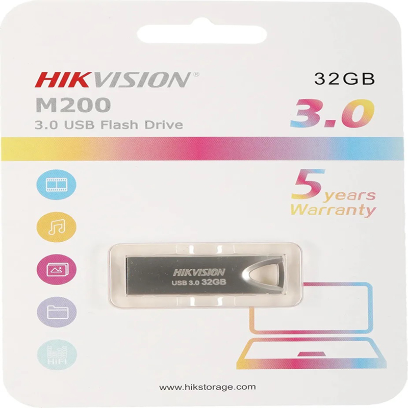 Память USB 3.0 FlashDrive 32GB Hikvision M200, серебро