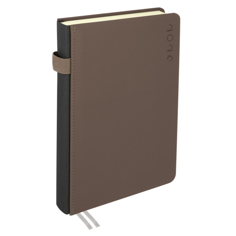 2026/Ежедневник А5 BRAUBERG Essential, 138*213, под кожу, держатель, твердый, серый