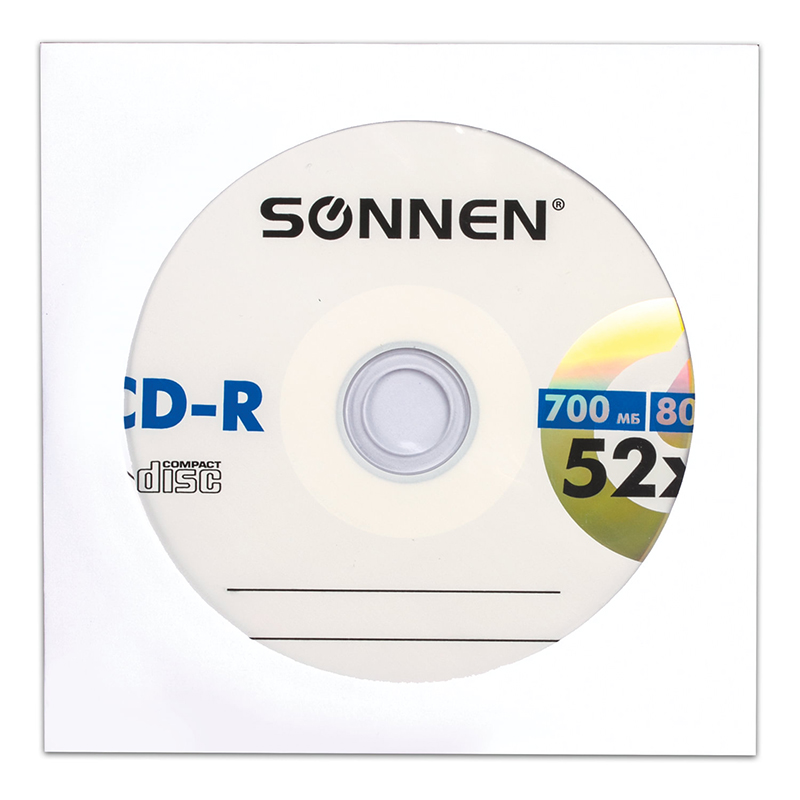 Диск CD-R "SONNEN" конверт,  1 шт/уп., 700Mb  — Абсолют