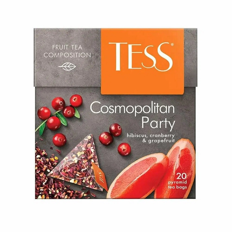 Чай  20 пак. Тесс пирамида, Cosmopolitan Party, 1,8г, гибискус+клюква/12