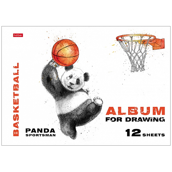 Альбом для рисования  Хатбер "Панда-спортсмен" А4, 12л., скоба, ассорти — Абсолют