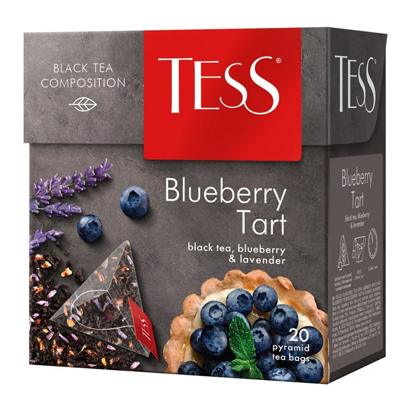 Чай Тесс "Blueberry Tart" 20 пирамидок, черный+черника — Абсолют