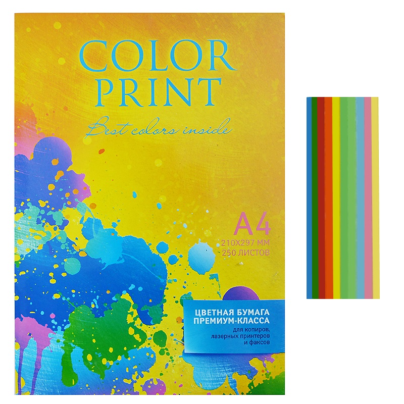Набор цветной бумаги "Color Print", 10 цв. по 10 л., светл.+насыщ. — Абсолют