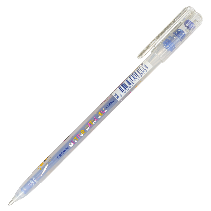 Ручка гелевая Crown "Glitter Metal Jell",  1,0 мм, синяя с блестками — Абсолют