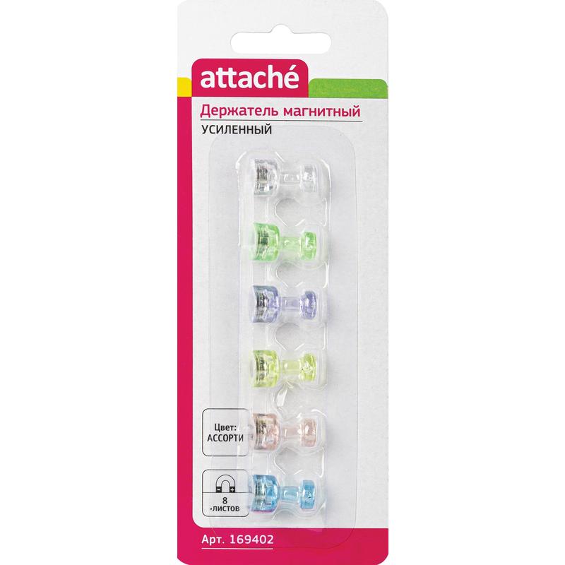 Магнит  06 шт.  мм Attache, усилен., цветные