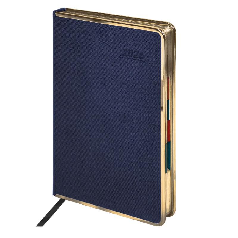 2026/Ежедневник А5 GALANT lnfiniti Gold, 148*218, под кожу, темно-синий