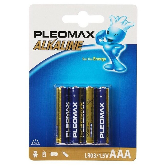 Эл.пит. ААА/(alkaline) Pleomax, блистер 4 шт./40/400