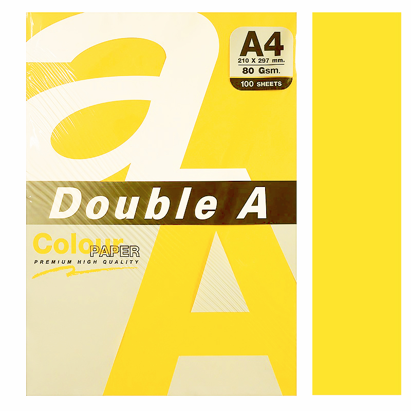 Бумага "Double A" 80 гр., А4, 100л., лимонный (Lemon) — Абсолют