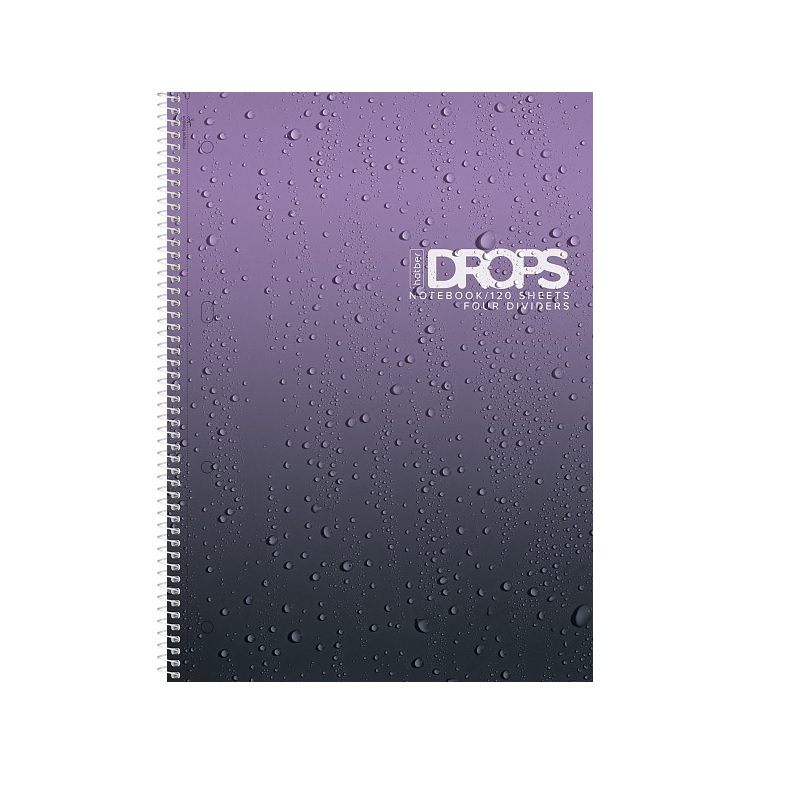 Тетрадь  А4  120л. кл. спир.перф. Хатбер "Drops", глянц. ламин. 4 цв