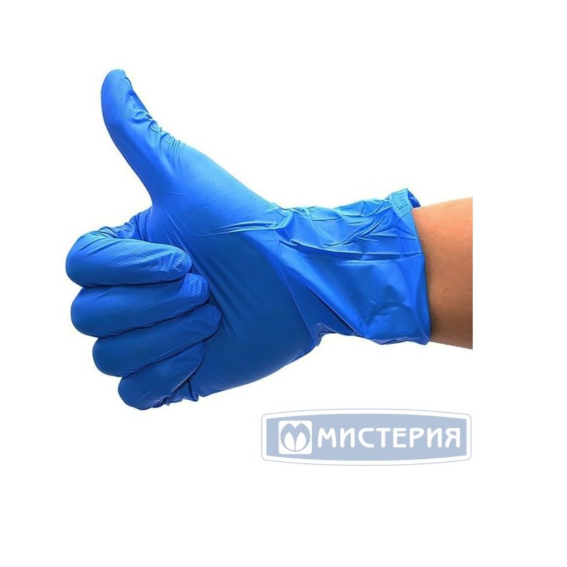 М/Перчатки Мистерия нитрил НЕОПУДР р. S 50пар/уп/синие
