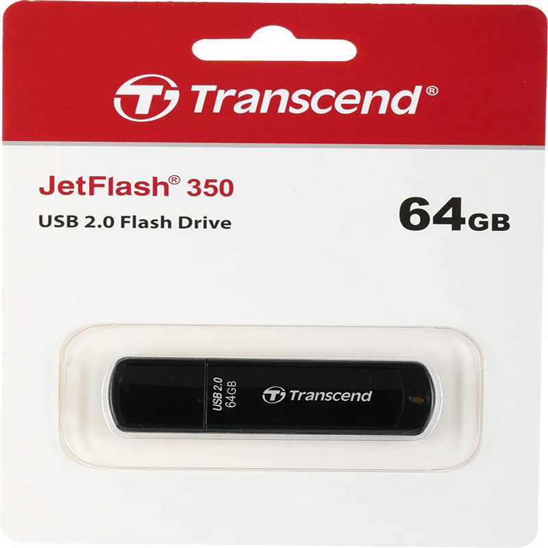 Память USB2.0 FlashDrive 64GB Transcend JF 350 Black