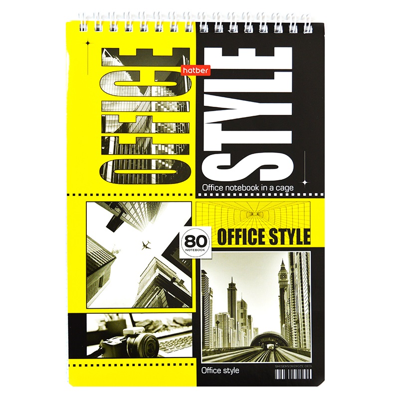 Блокнот  А5 080 л. , спираль "Office Style", жест.подлож.