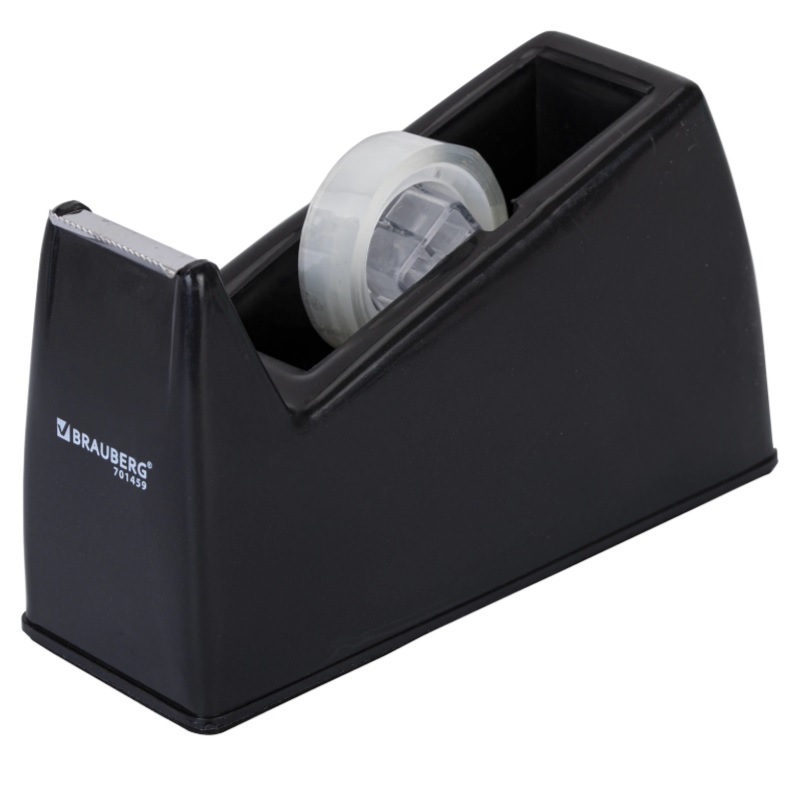 Диспенсер для скотча утяжеленный 26мм BRAUBERG, черный + скотч
