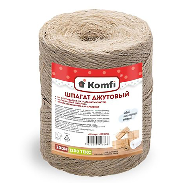 Шпагат джутовый Komfi диам. 2,00 мм длина 200м 