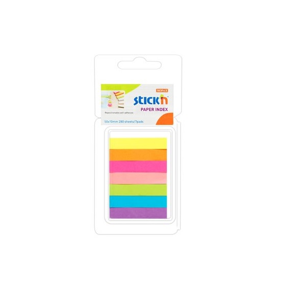 Закладки сам. бум. HOPAX (10*50-7*40л.) неон./24