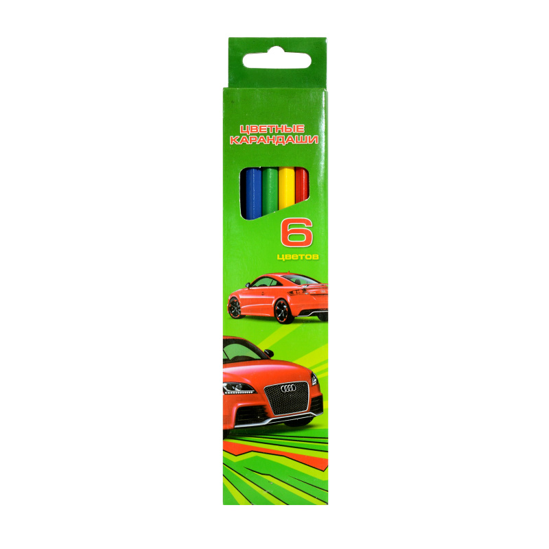 Цветные карандаши Хатбер "Автопанорама" 6 цветов — Абсолют