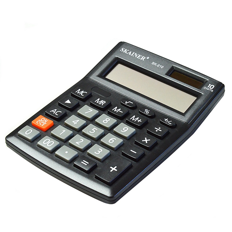 Калькулятор SKAINER "SK-210", 10 разрядный, черный — Абсолют