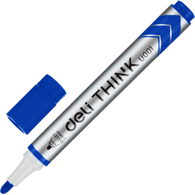 Маркер д/доски Deli Think, кругл. пиш. наконеч, 2мм, синий