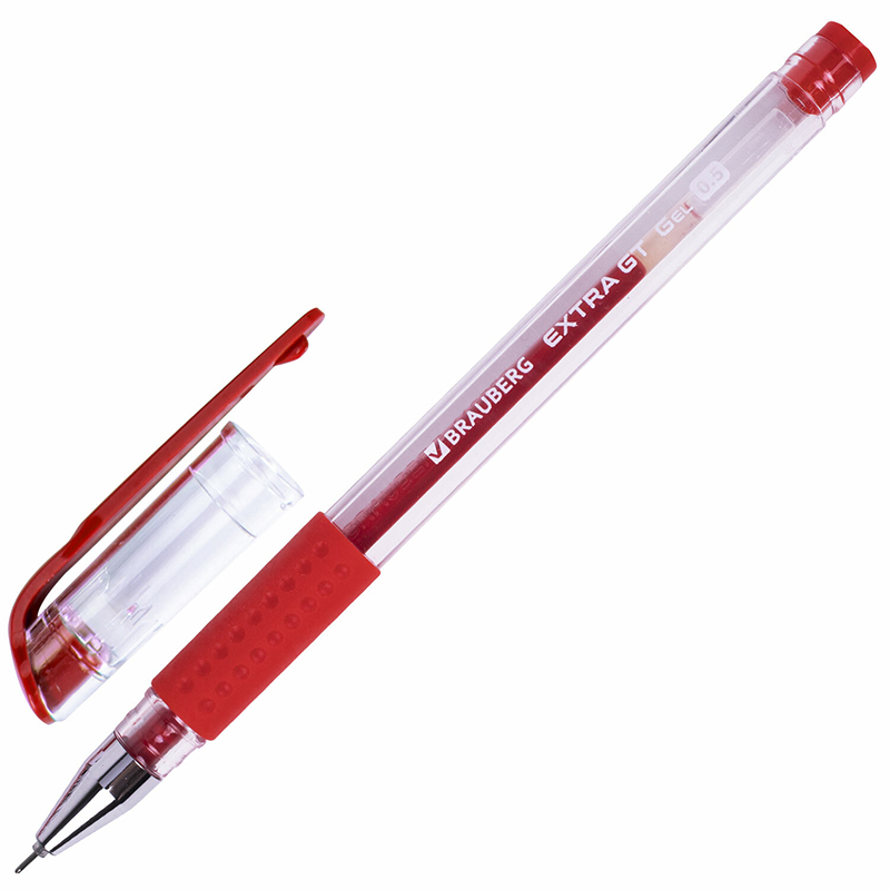 Ручка гел. крас. 0,5мм  BRAUBERG EXTRA GTNEEDLE, грип., игольч., линия 0,35мм/