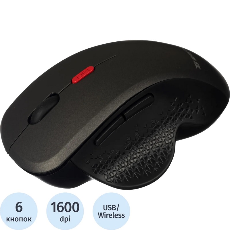 Мышь BigTech E-WM1961 черный, оптическая беспровод. USB 
