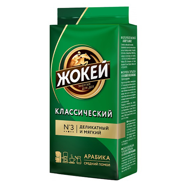 Кофе молот. натур 450гр, Жокей Классика м/у/12 Кофе молот. натур 450гр, Жокей Классика м/у/12