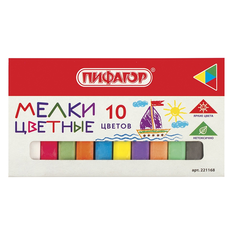 Мел цвет. (упак.-10 шт) "Пифагор" квадрат. Мел цвет. (упак.-10 шт) "Пифагор" квадрат.