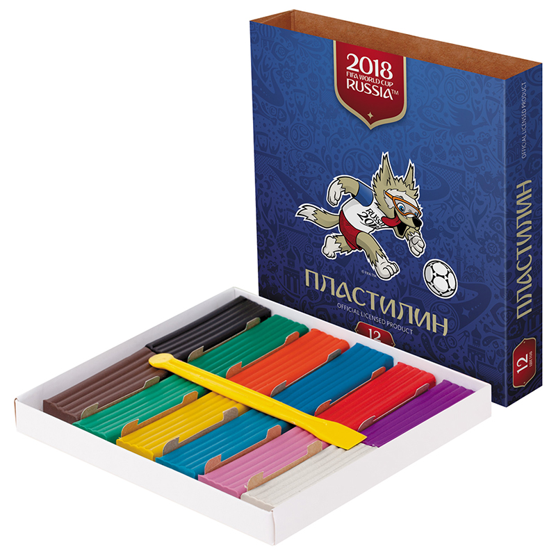 Пластилин 12 цв. 240г. "Хатбер"ЧМ по футболу 2018"/ Пластилин 12 цв. 240г. "Хатбер"ЧМ по футболу 2018"/