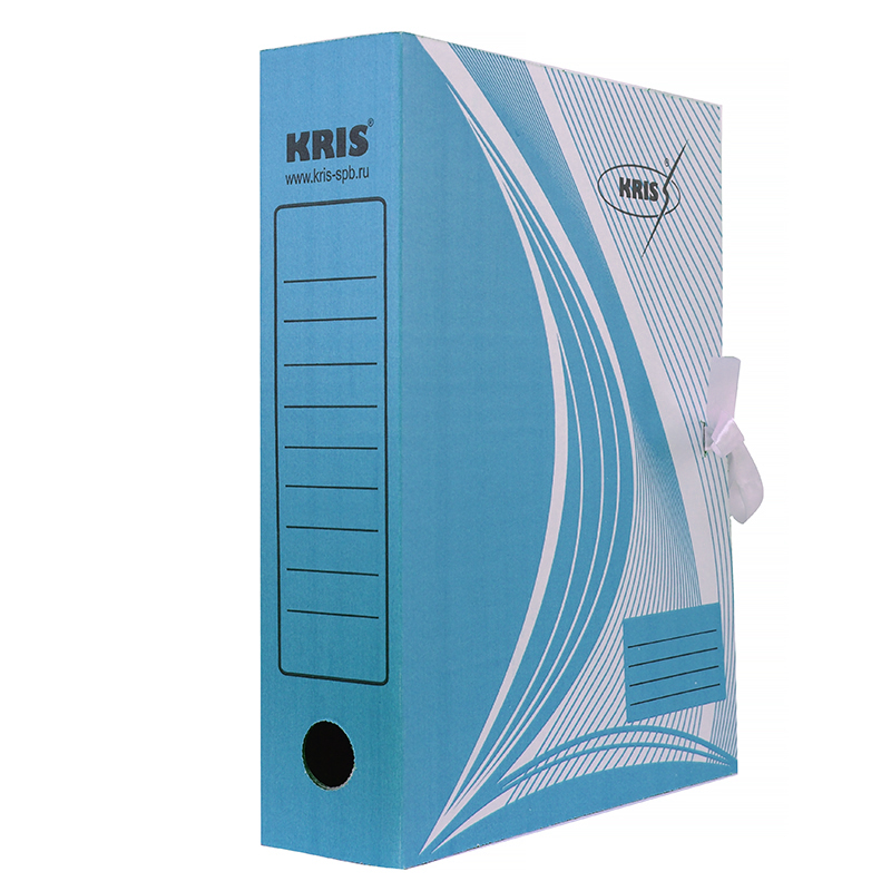 Папка архивная "KRIS", 75 мм, с завязками, синяя — Абсолют