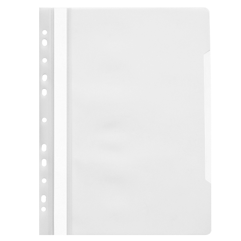 Папка-скоросшиватель с перфорацией, белая, прозрачный верх — Абсолют