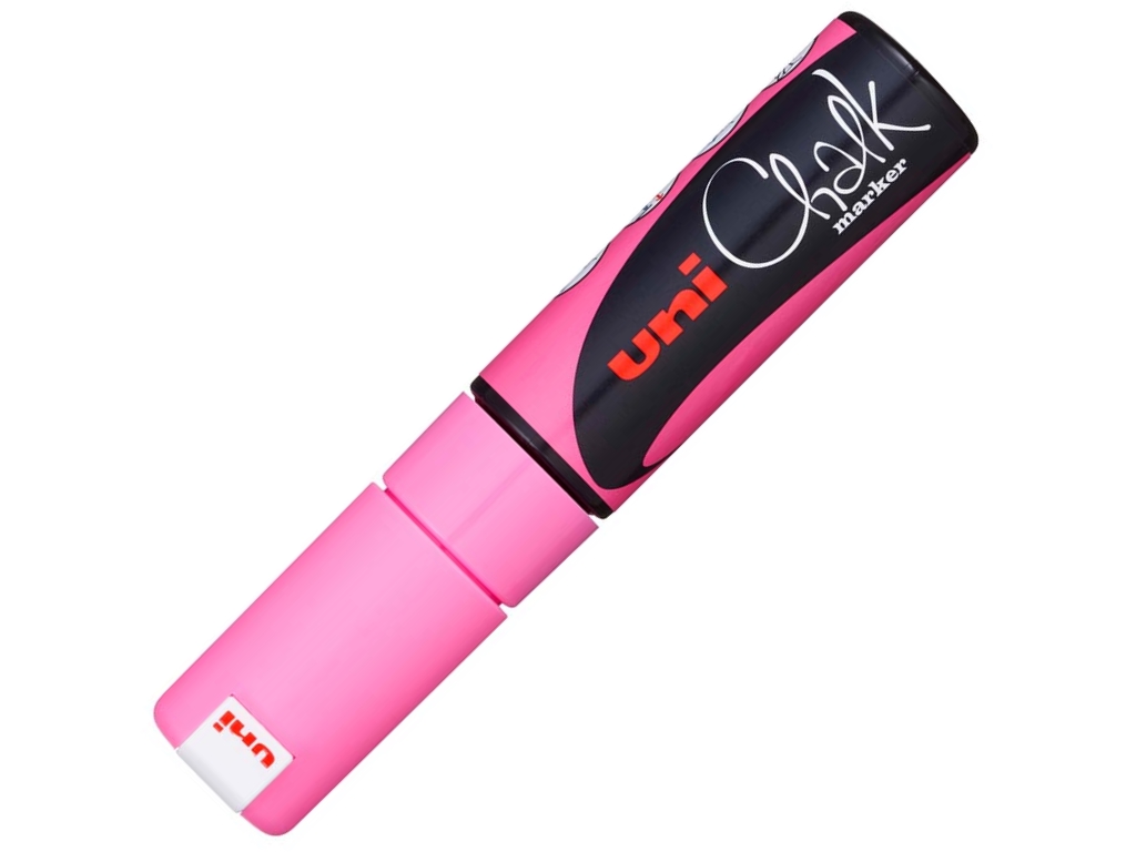 Маркер меловой "UNI Chalk", 8 мм, розовый флуоресцентный — Абсолют