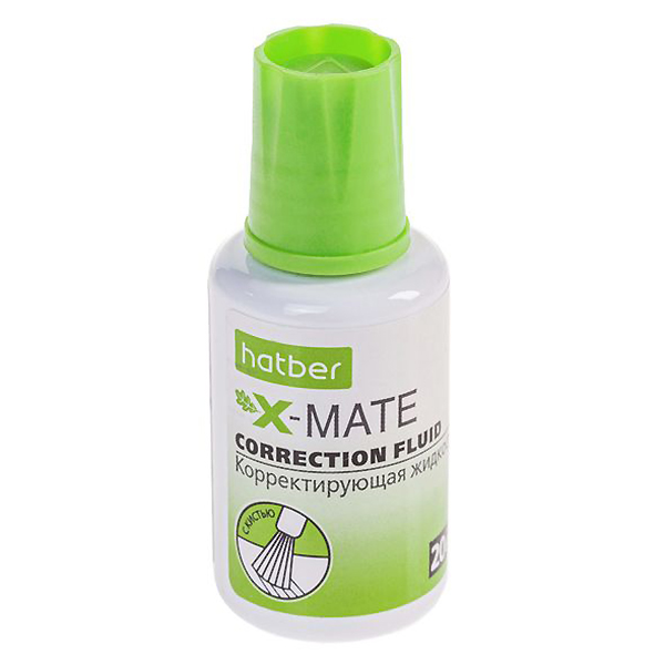 Корректир.жидк. 20мл. Hatber X-Mate, кисть/12 Корректир.жидк. 20мл. Hatber X-Mate, кисть/12