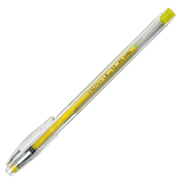 Ручка гелевая "Crown",  0,7 мм, желтый неон — Абсолют