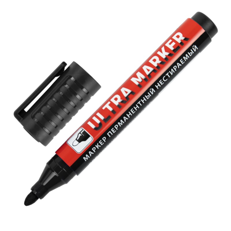 Маркер пер. черный 3,5мм Brauberg "Ultra Marker", с клипом/12