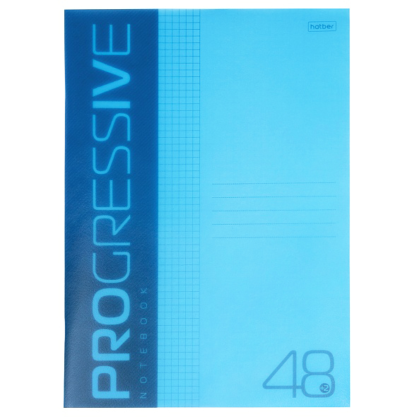 Тетрадь  А4  48л. кл. скоба "Хатбер"Progressive, пластик.обложка, синяя