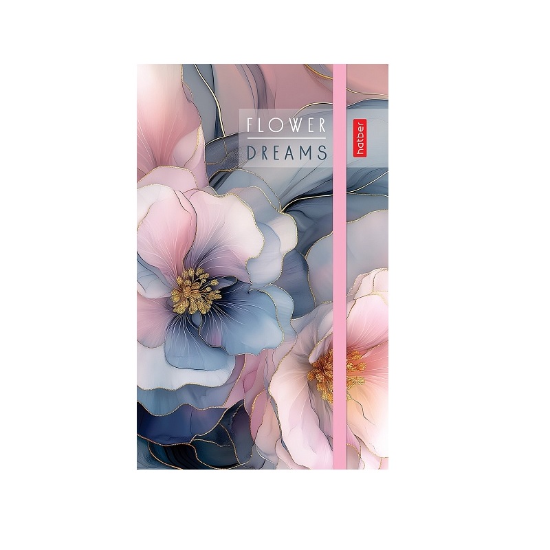 Записная книжка Хатбер "Flower dreams" А6, 80-50л, клапан на резинке, на гребне,тверд.обл 