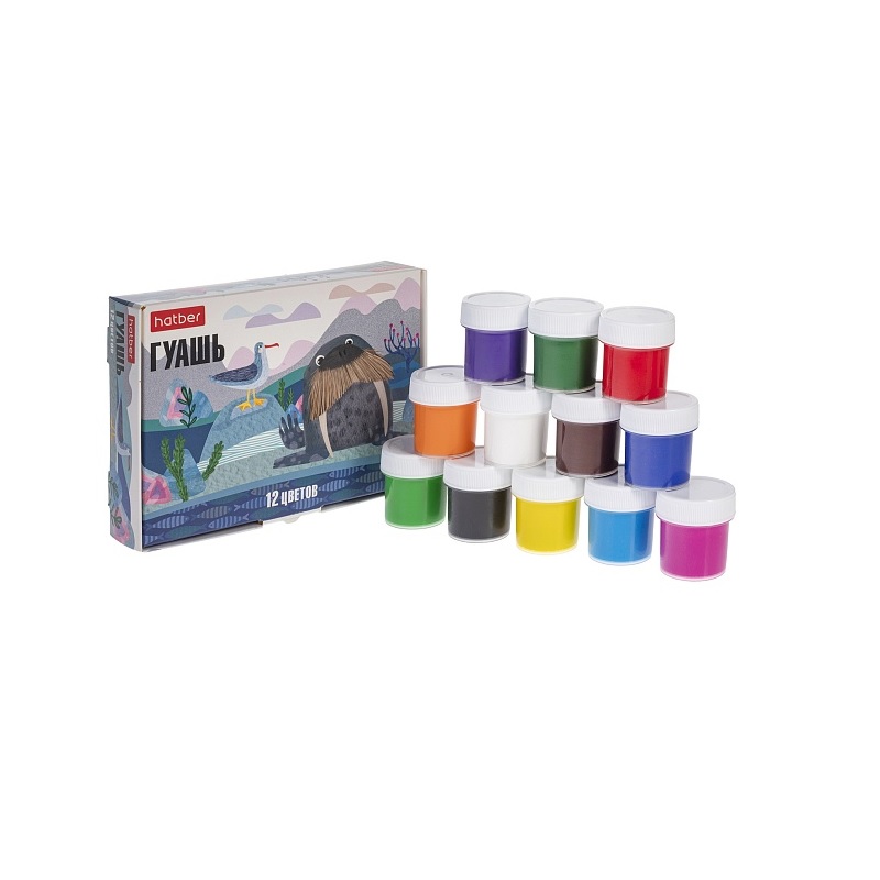 Гуашь 12 цв. по  20 мл. "Хатбер" Colora.,карт.кор/