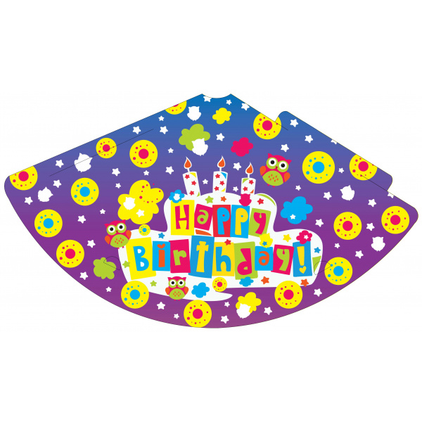 Колпачок праздничный "Happy Birthday !" "Совушки" (5шт.) Колпачок праздничный "Happy Birthday !" "Совушки" (5шт.)