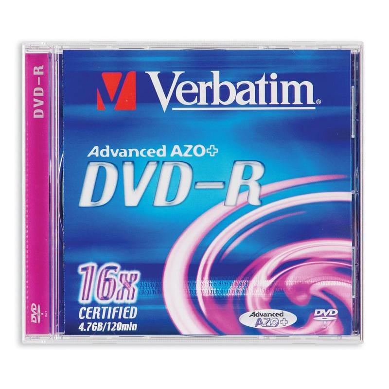 Диск  DVD-R 4.7Gb 16x (Verbatim) Slim(color)/5/100