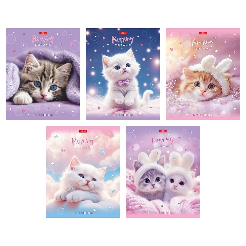 Тетрадь  А5  48л. кл. скоба "Хатбер "Нежные мечты", облож. пластик с печатью, 5 дизайнов