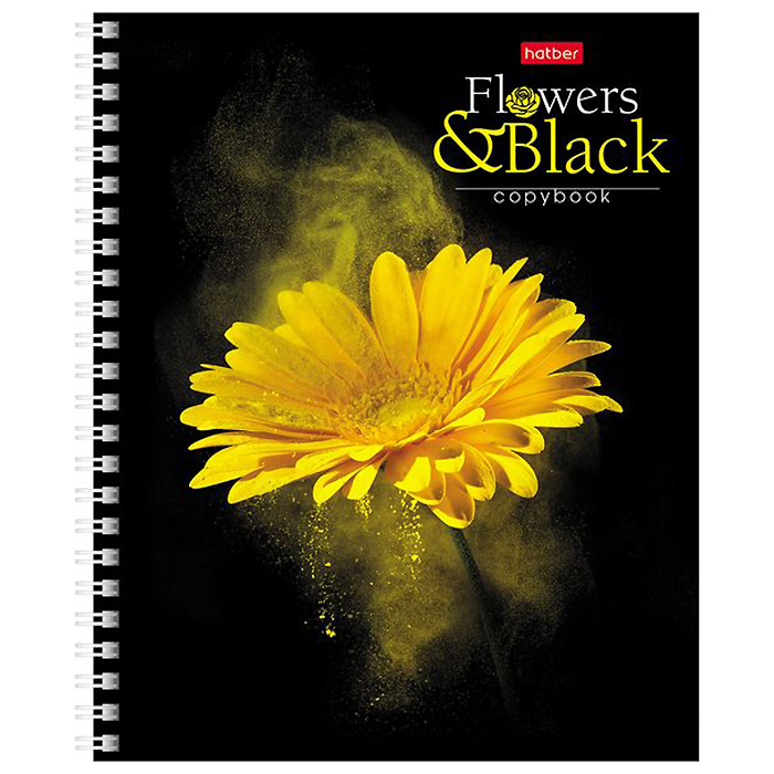 Тетрадь А5 Хатбер "Flower on black", 96л., клетка, картинка - ассорти — Абсолют