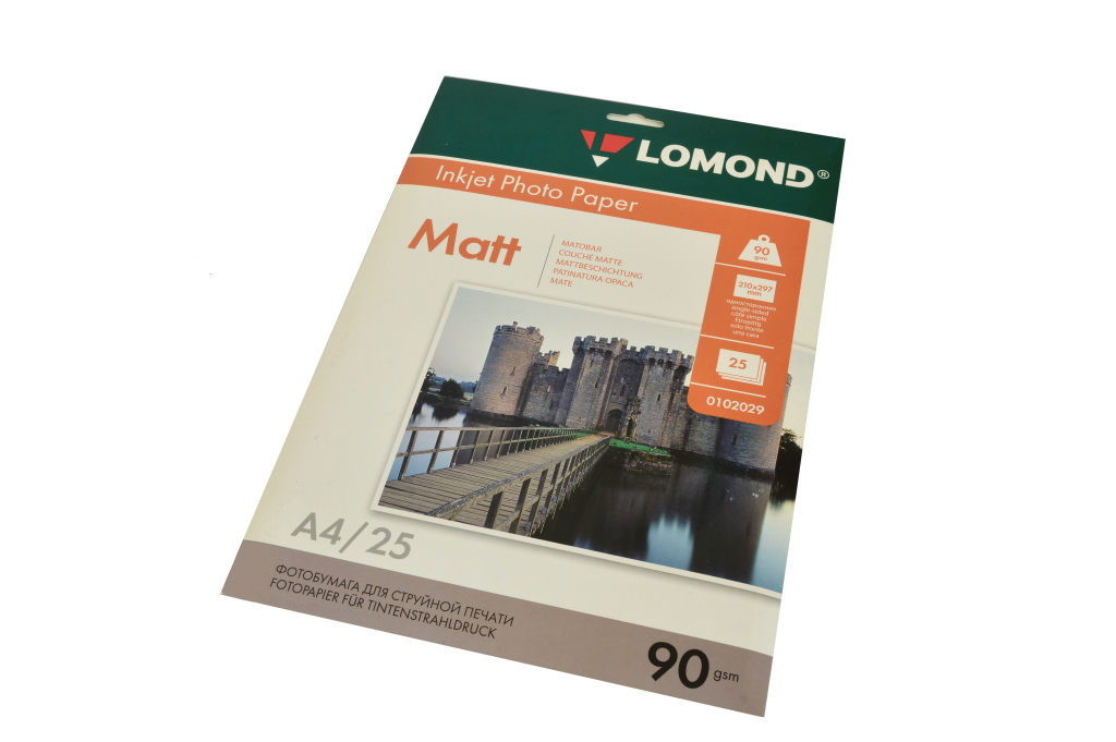 Бумага Lomond А4 1стор. мат. 90г. (25л.)