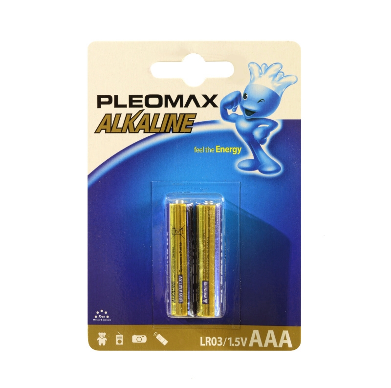 Эл.пит. ААА/(alkaline) Pleomax, блистер 2 шт./10/200