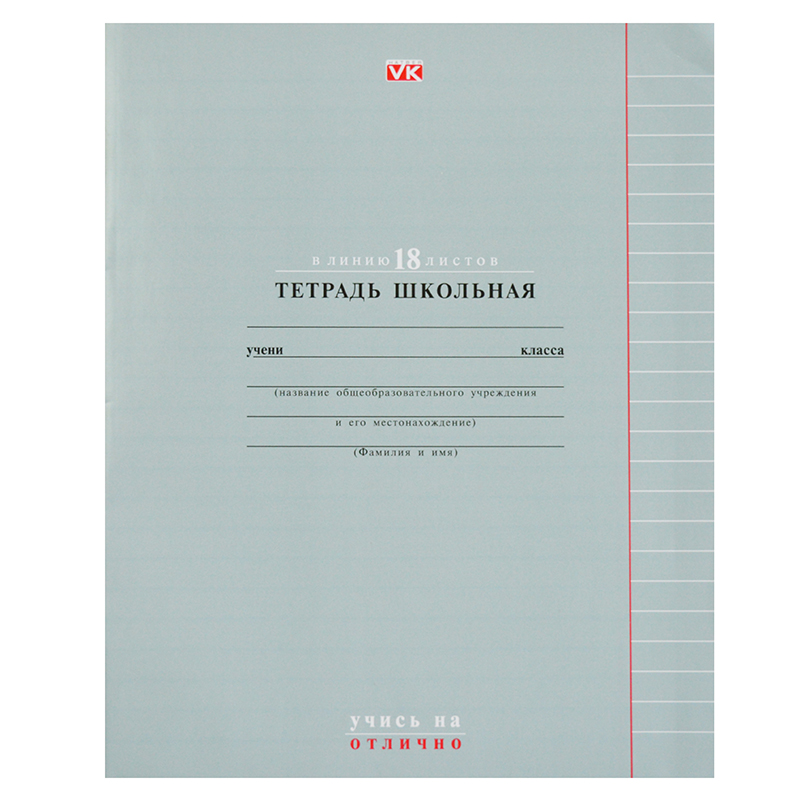 Тетрадь А5 Хатбер "Учись на отлично" 18л., линейка, скоба, серый — Абсолют